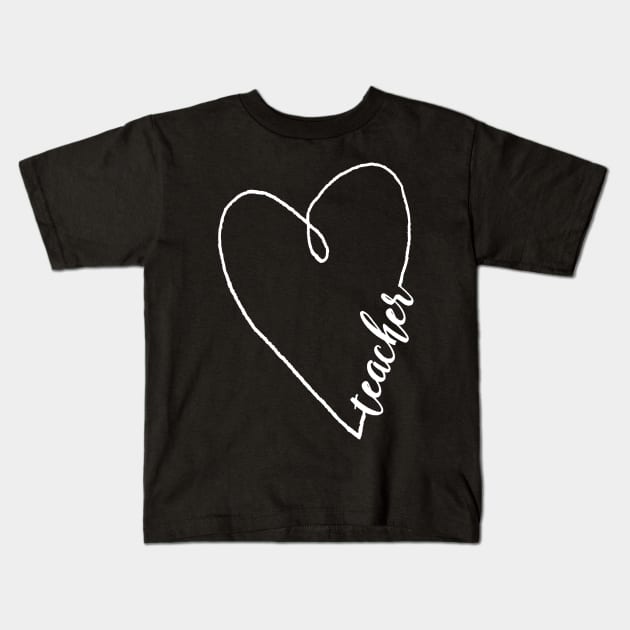 Teacher Shirt Heart Gift Kids T-Shirt by Alison Cloy